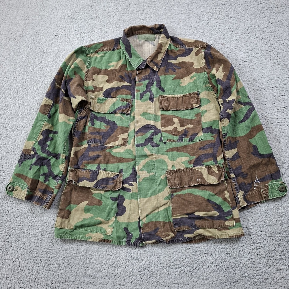 US Military Sm Reg BDU M81 Woodland Combat Field Shirt Jacket Top Camo Distress